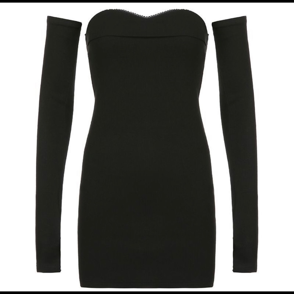 BLACK BODYCON DRESS WITH SLEEVES - Picture 4 of 10